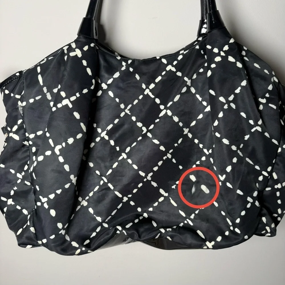 Kate Spade “Sew Be It” Stevie Bag | Black White Crosshatch | Red Lning | AS-IS